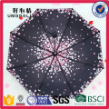 UPF 50 + Winddicht Neue Design Standard Größe Kreative Klapp Vinyl Kirschblüte Druck Sonne Regenschirm Innen Gedruckt für Frauen